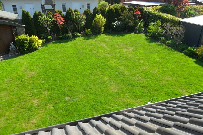 Ferienwohnung in Fehmarn OT Burg - Schirmann - Blick von oben in den Garten