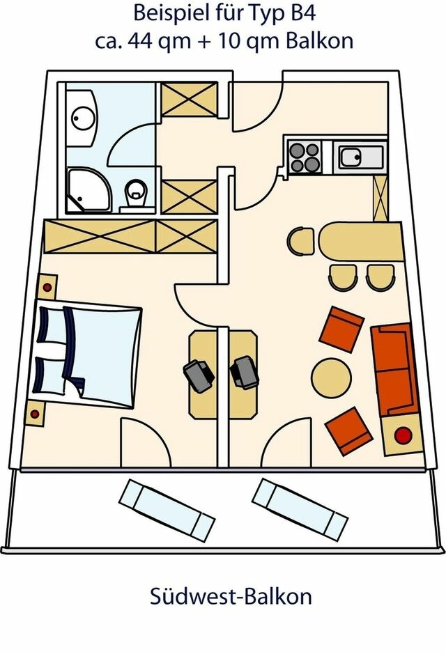 Ferienwohnung in Gr&ouml;mitz - STRANDIDYLL, 109 - Typ B4 - Bild 14