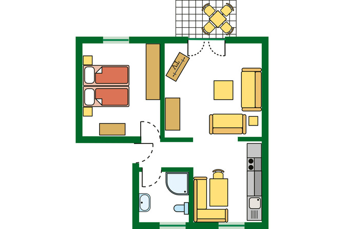 Ferienwohnung in Ostseeheilbad Zingst - Whg B, Ihr Urlaubszuhause - Grundriss der Wohnung
