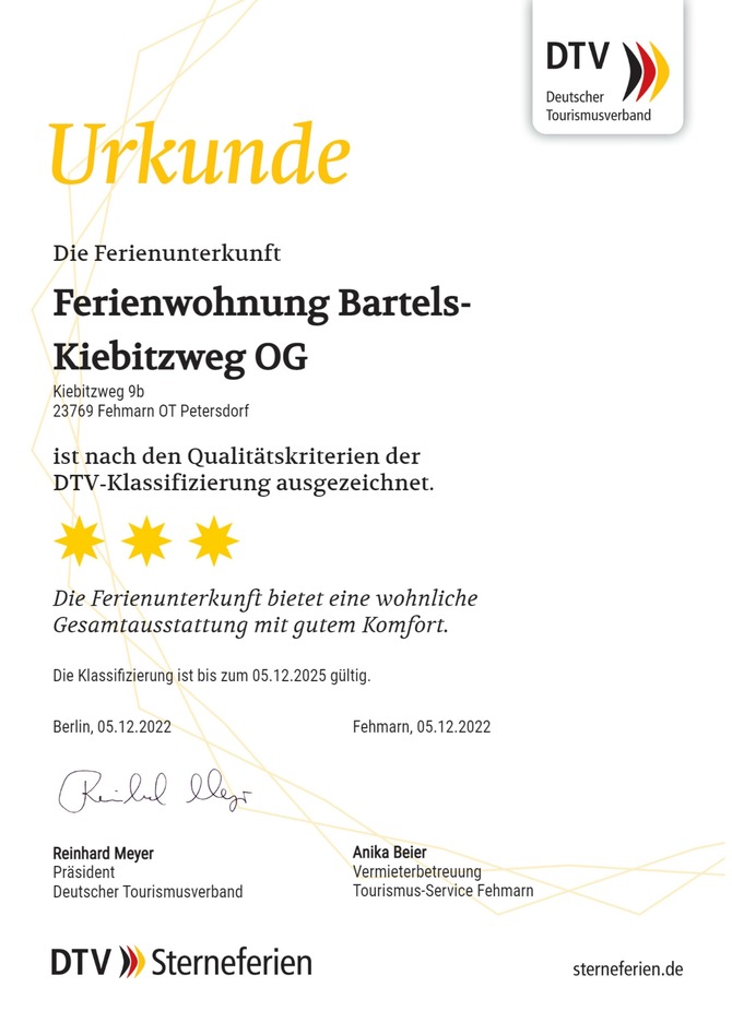 Ferienwohnung in Fehmarn OT Petersdorf - Ferienwohnung Bartels Kiebitzweg mit Balkon - DTV Sterne